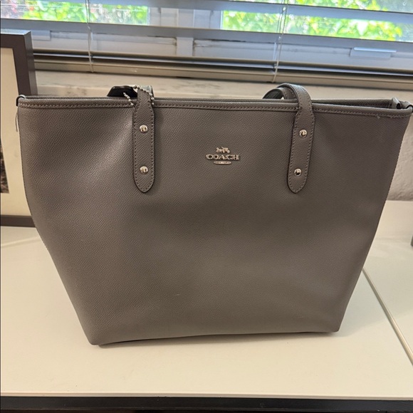 Coach Charcoal Leather Tote - Picture 1 of 4